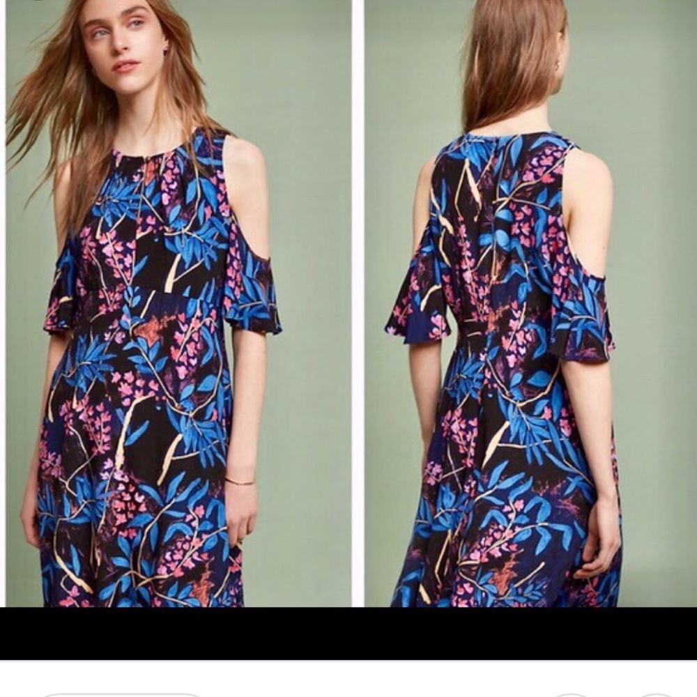 Anthropologie | Maeve open shoulder floral dress 8